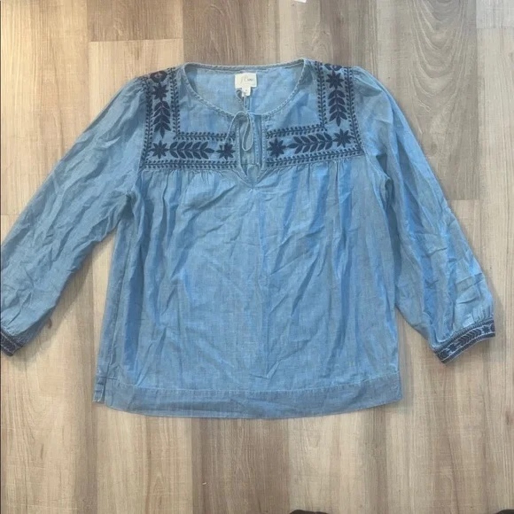 J. Crew Blue Embroidered Women's Top